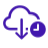 Cloud with a down arrow and a clock