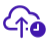 Cloud with an up arrow and a clock